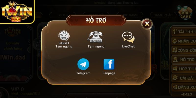 Báo lỗi nạp/rút với bộ phận hỗ trợ thông qua các hình thức nào?