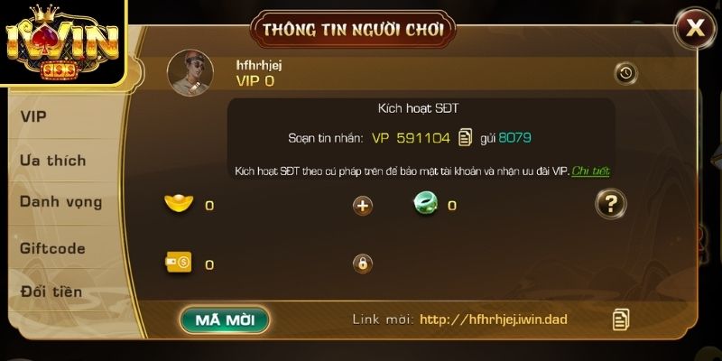 Cung cấp SDT là cách reset mật khẩu khi quên Iwin